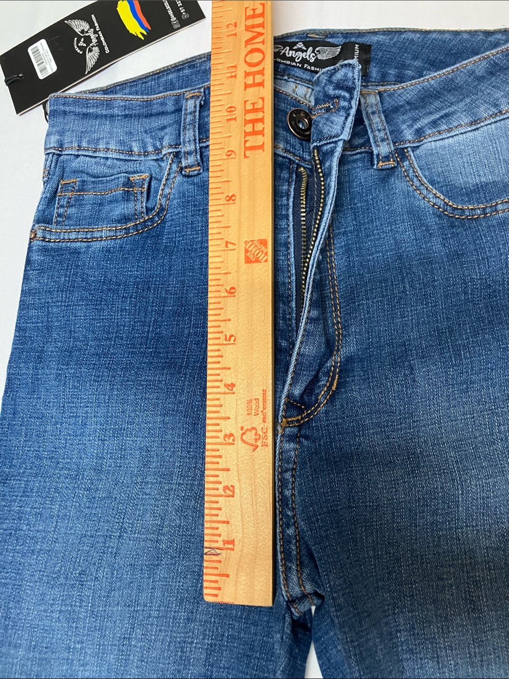 Angels Medium Blue Flare Jeans with Knee Rips - Picture 9 of 13